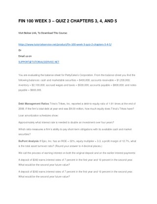 FIN 100 WEEK 3 â€“ QUIZ 2 CHAPTERS 3, 4, AND 5