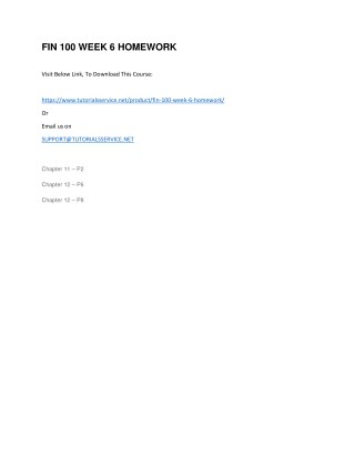 FIN 100 WEEK 6 HOMEWORK