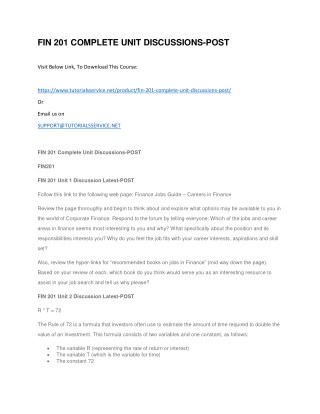 FIN 201 COMPLETE UNIT DISCUSSIONS-POST