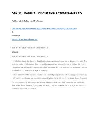 GBA 231 MODULE 1 DISCUSSION LATEST-SAINT LEO