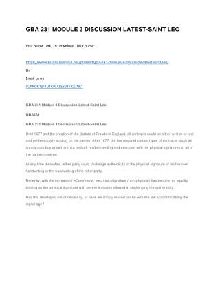 GBA 231 MODULE 3 DISCUSSION LATEST-SAINT LEO