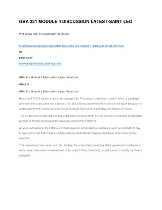 GBA 231 MODULE 4 DISCUSSION LATEST-SAINT LEO