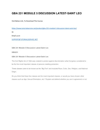 GBA 231 MODULE 5 DISCUSSION LATEST-SAINT LEO