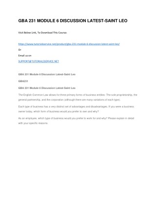 GBA 231 MODULE 6 DISCUSSION LATEST-SAINT LEO
