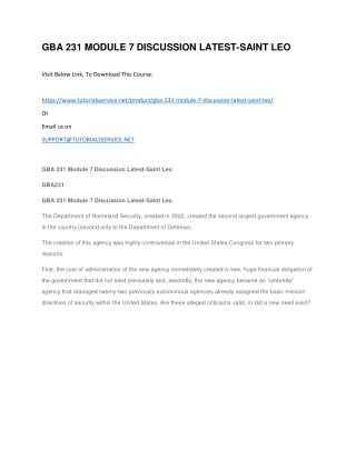 GBA 231 MODULE 7 DISCUSSION LATEST-SAINT LEO