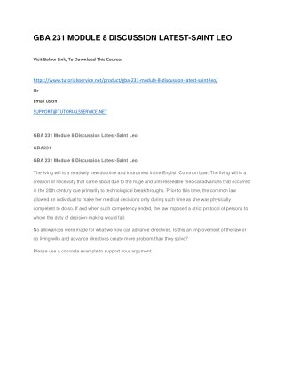 GBA 231 MODULE 8 DISCUSSION LATEST-SAINT LEO