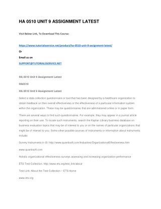 HA 0510 UNIT 9 ASSIGNMENT LATEST