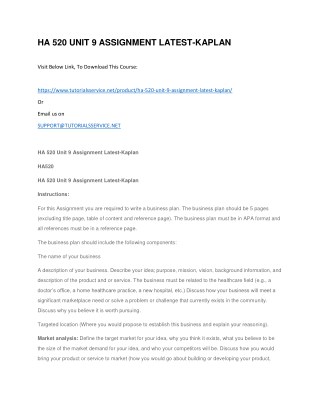 HA 520 UNIT 9 ASSIGNMENT LATEST-KAPLAN