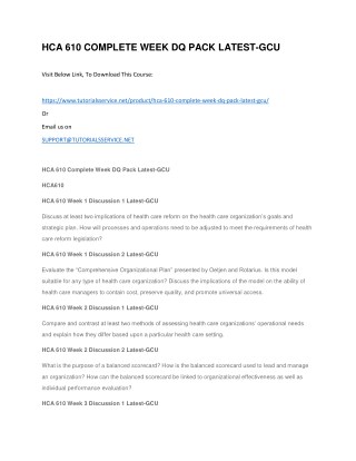 HCA 610 COMPLETE WEEK DQ PACK LATEST-GCU