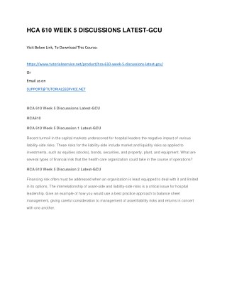 HCA 610 WEEK 5 DISCUSSIONS LATEST-GCU