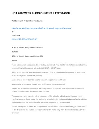 HCA 610 WEEK 6 ASSIGNMENT LATEST-GCU