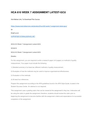 HCA 610 WEEK 7 ASSIGNMENT LATEST-GCU