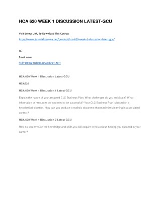 HCA 620 WEEK 1 DISCUSSION LATEST-GCU