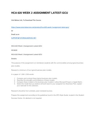 HCA 620 WEEK 2 ASSIGNMENT LATEST-GCU