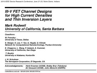 III-V FET Channel Designs for High Current Densities and Thin Inversion Layers