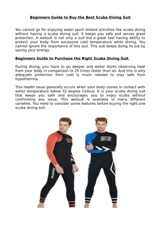 Beginners Guide to Buy the Best Scuba Diving Suit