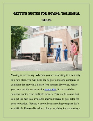 Getting Quotes for Moving the Simple Steps