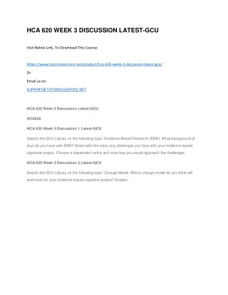 HCA 620 WEEK 3 DISCUSSION LATEST-GCU
