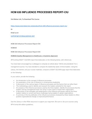 HCM 630 INFLUENCE PROCESSES REPORT-CIU
