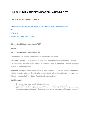 HIS 201 UNIT 4 MIDTERM PAPER LATEST-POST