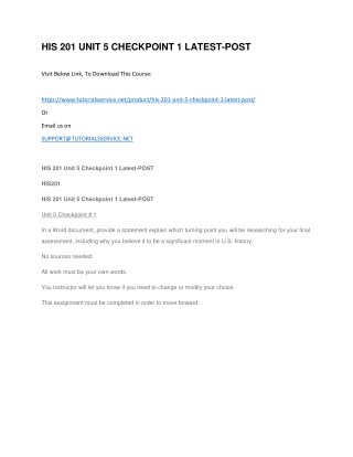 HIS 201 UNIT 5 CHECKPOINT 1 LATEST-POST