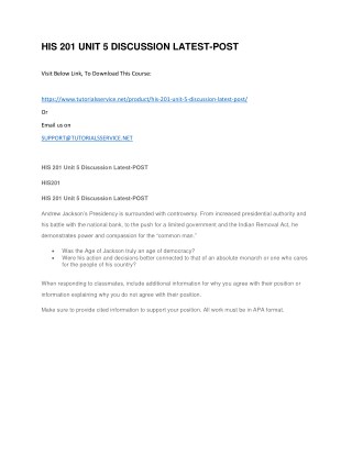 HIS 201 UNIT 5 DISCUSSION LATEST-POST