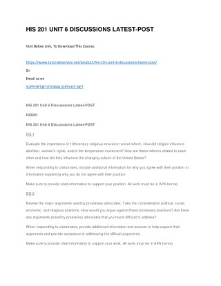 HIS 201 UNIT 6 DISCUSSIONS LATEST-POST
