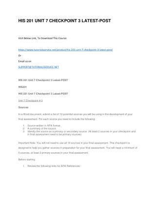 HIS 201 UNIT 7 CHECKPOINT 3 LATEST-POST
