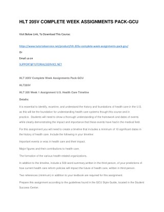 HLT 205V COMPLETE WEEK ASSIGNMENTS PACK-GCU