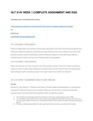 HLT 314V WEEK 1 COMPLETE ASSIGNMENT AND DQS