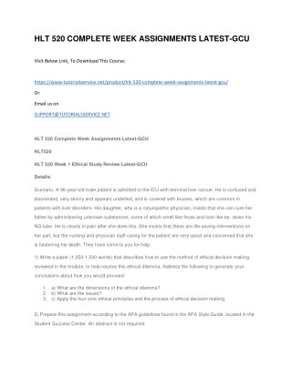HLT 520 COMPLETE WEEK ASSIGNMENTS LATEST-GCU