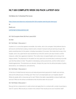 HLT 520 COMPLETE WEEK DQ PACK LATEST-GCU