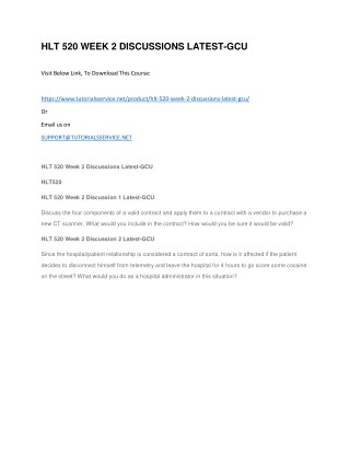 HLT 520 WEEK 2 DISCUSSIONS LATEST-GCU