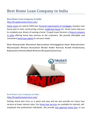 Best Home Loan Company in India