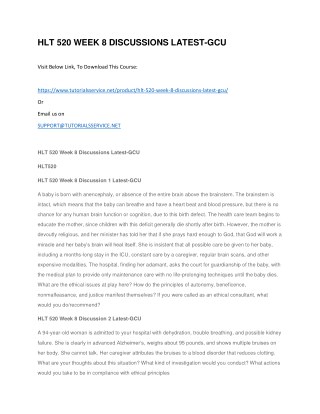 HLT 520 WEEK 8 DISCUSSIONS LATEST-GCU