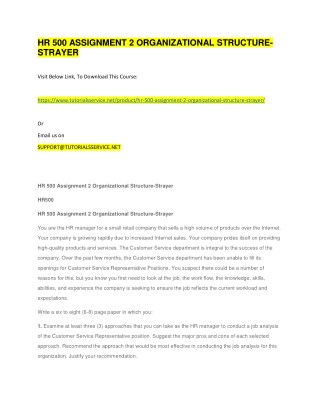 HR 500 ASSIGNMENT 2 ORGANIZATIONAL STRUCTURE-STRAYER