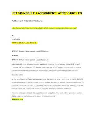 HRA 549 MODULE 1 ASSIGNMENT LATEST-SAINT LEO