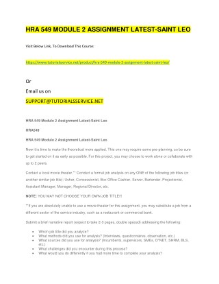 HRA 549 MODULE 2 ASSIGNMENT LATEST-SAINT LEO