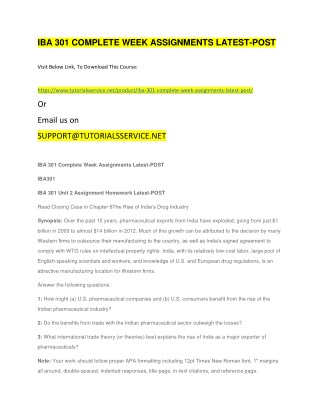 IBA 301 COMPLETE WEEK ASSIGNMENTS LATEST-POST