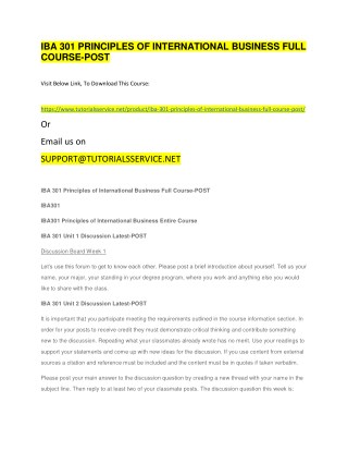 IBA 301 PRINCIPLES OF INTERNATIONAL BUSINESS FULL COURSE-POST