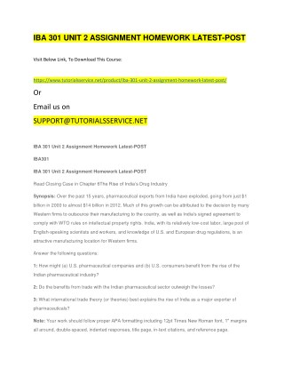 IBA 301 UNIT 2 ASSIGNMENT HOMEWORK LATEST-POST