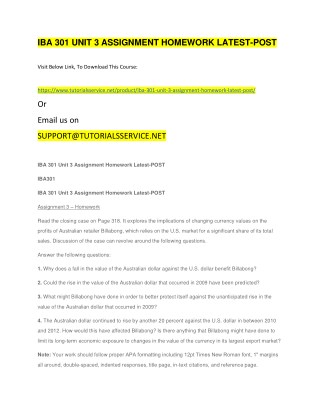 IBA 301 UNIT 3 ASSIGNMENT HOMEWORK LATEST-POST