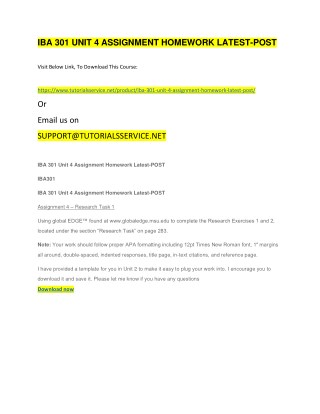 IBA 301 UNIT 4 ASSIGNMENT HOMEWORK LATEST-POST