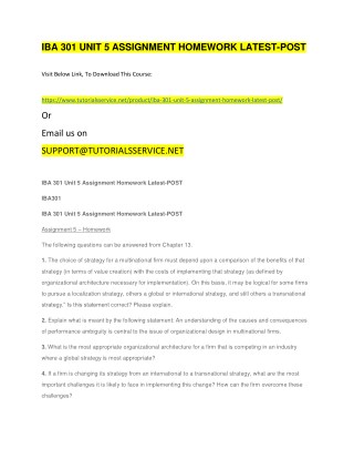 IBA 301 UNIT 5 ASSIGNMENT HOMEWORK LATEST-POST
