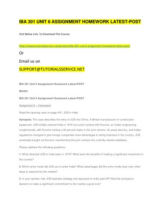 IBA 301 UNIT 6 ASSIGNMENT HOMEWORK LATEST-POST