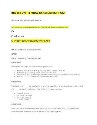 IBA 301 UNIT 8 FINAL EXAM LATEST-POST