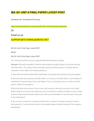 IBA 301 UNIT 8 FINAL PAPER LATEST-POST