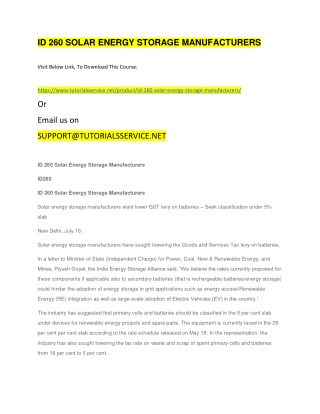 ID 260 SOLAR ENERGY STORAGE MANUFACTURERS