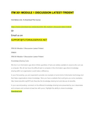 ITM 301 MODULE 1 DISCUSSION LATEST-TRIDENT