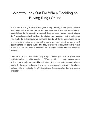 What to Look Out For When Deciding on Buying Rings Online